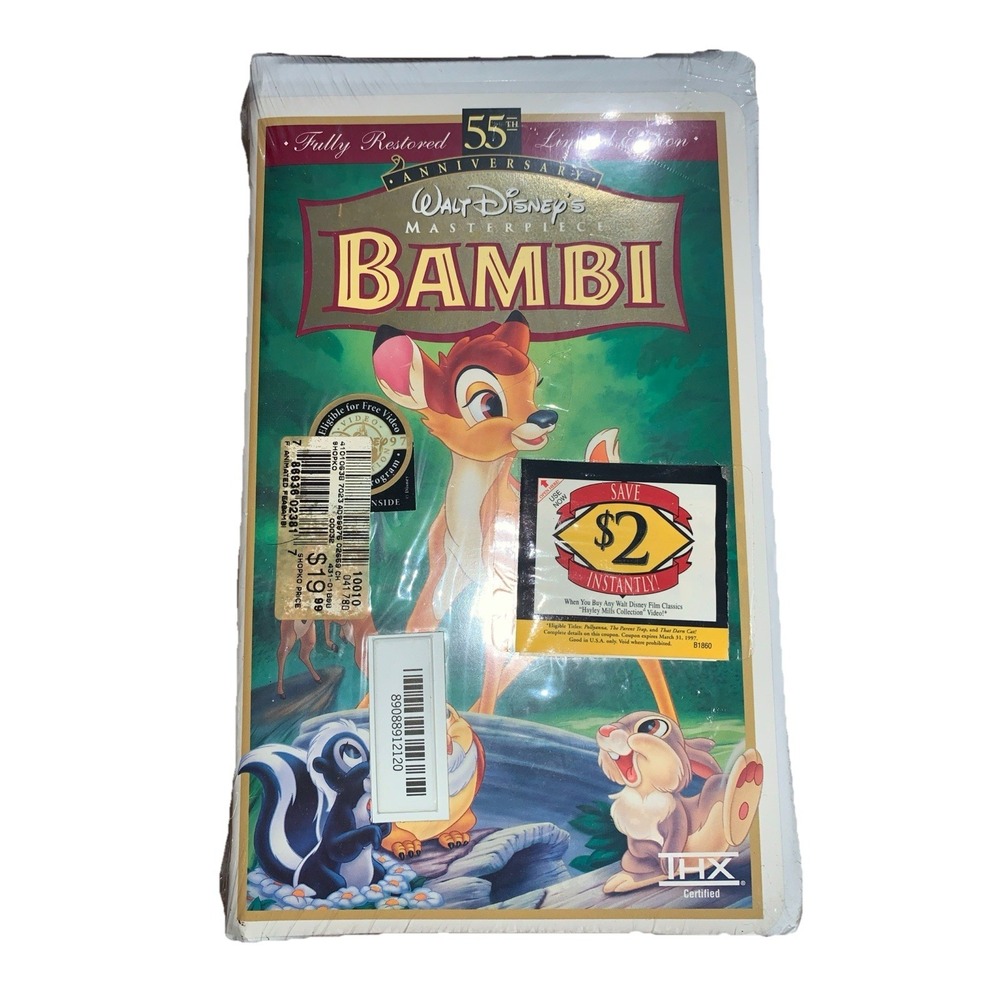 Walt Disney Masterpiece Bambi 55th Anniversary Limited Ed VHS Clam Shell Sealed